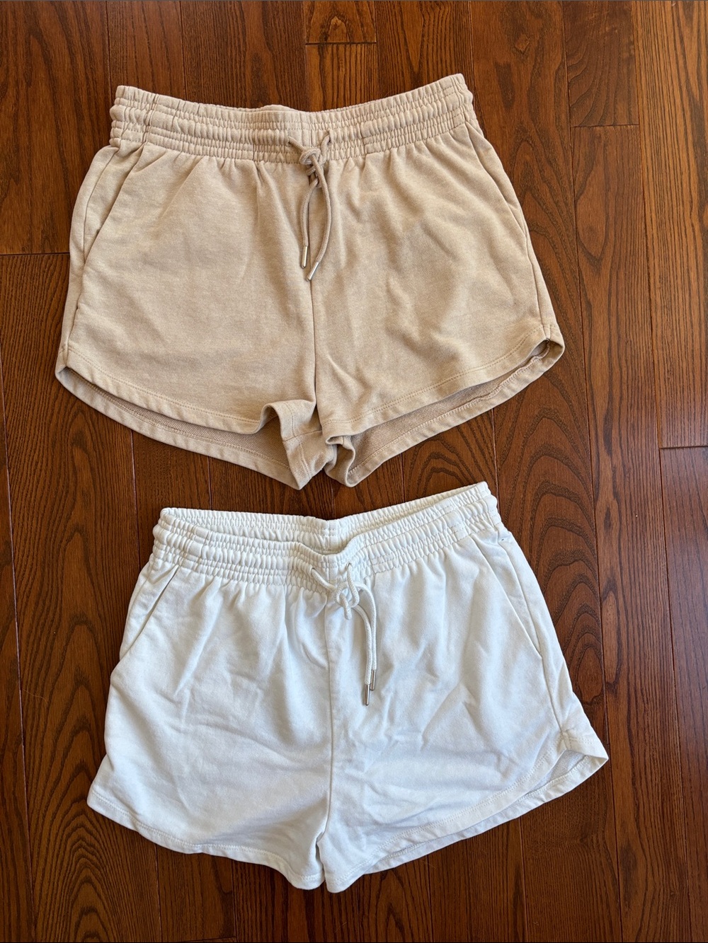 2 Pair H&M Drawstring Athletic Shorts - Cream & Tan